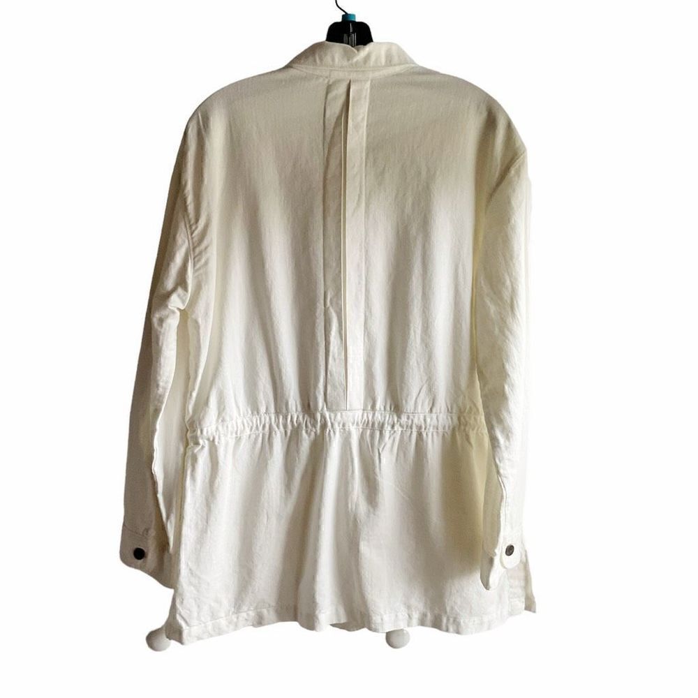 Faherty Jacket Utility White Cotton Linen Button Front Drawstring Belt Medium - Picture 3 of 11